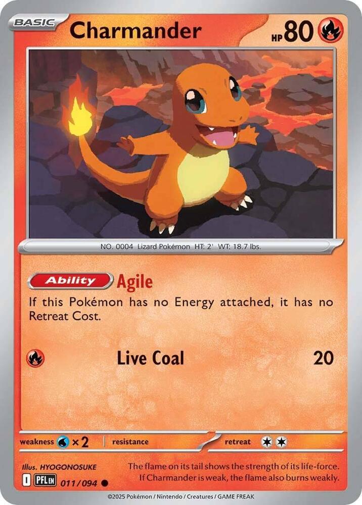 Charmander 011/094 (ME02: Phantasmal Flames)  - Reverse Holofoil