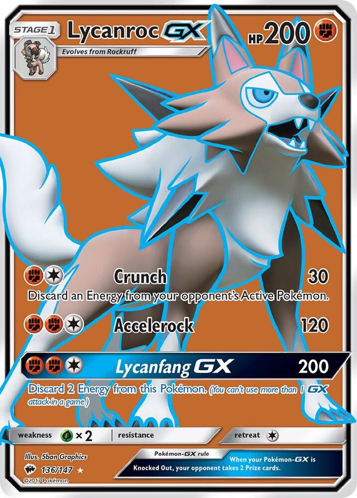 Lycanroc GX 136/147 (SM - Burning Shadows)  - Holofoil