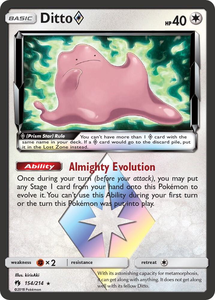 Ditto Prism Star 154/214 (SM - Lost Thunder)  - Holofoil