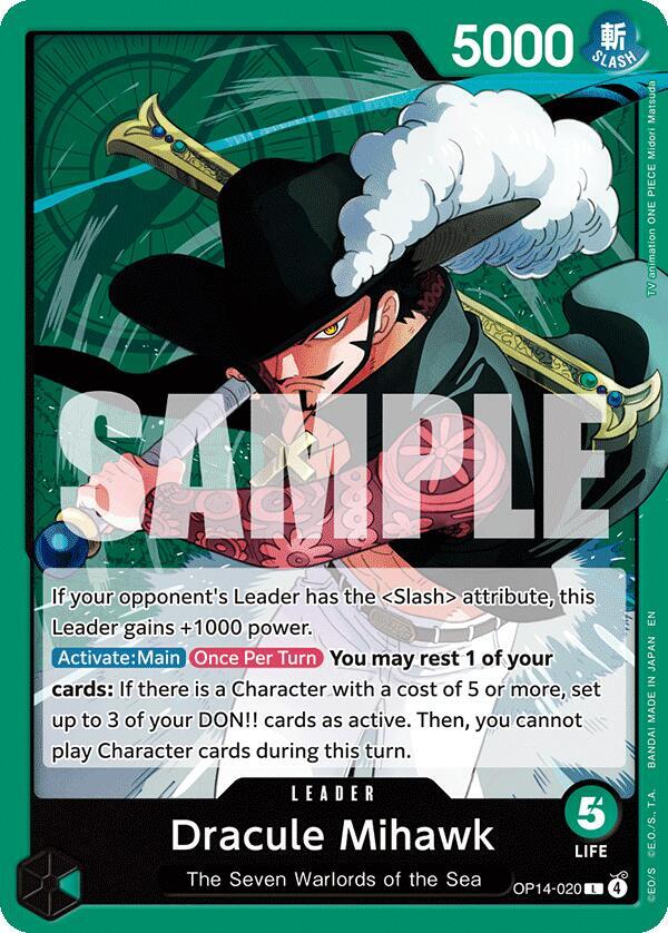 Dracule Mihawk OP14-020 (The Azure Sea's Seven) 