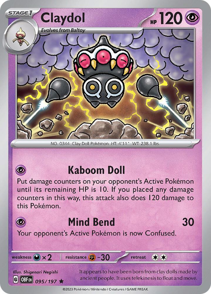 Claydol 095/197 (SV03: Obsidian Flames)  - Holofoil