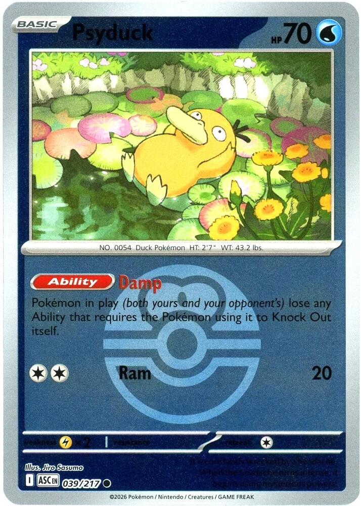 Psyduck 039 217 Love Ball 039/217 (ME: Ascended Heroes)  - Love Ball Holofoil