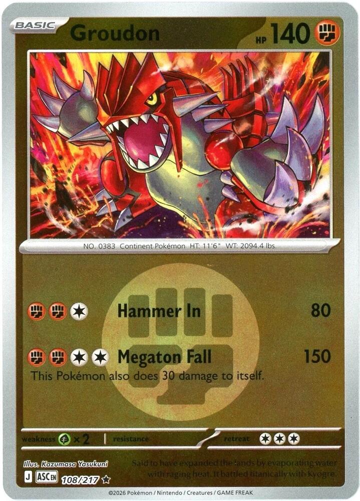 Groudon 108/217 (ME: Ascended Heroes)  - Energy Holofoil