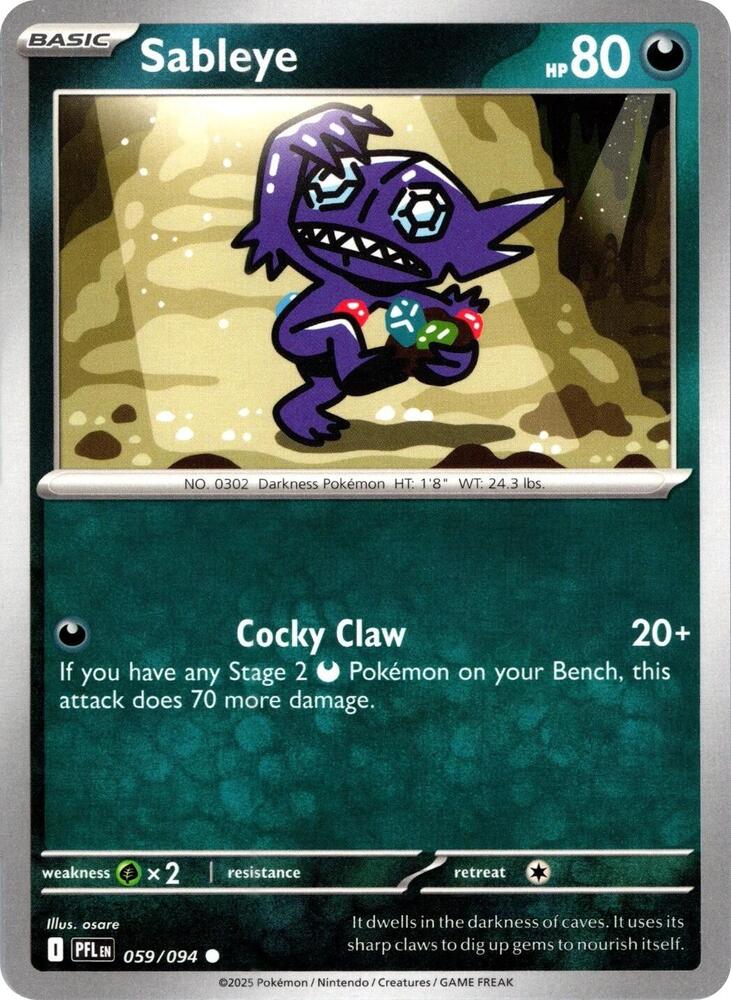 Sableye 059/094 (ME02: Phantasmal Flames)  - Reverse Holofoil