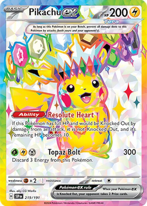 Pikachu ex 219/191 (SV08: Surging Sparks)  - Holofoil