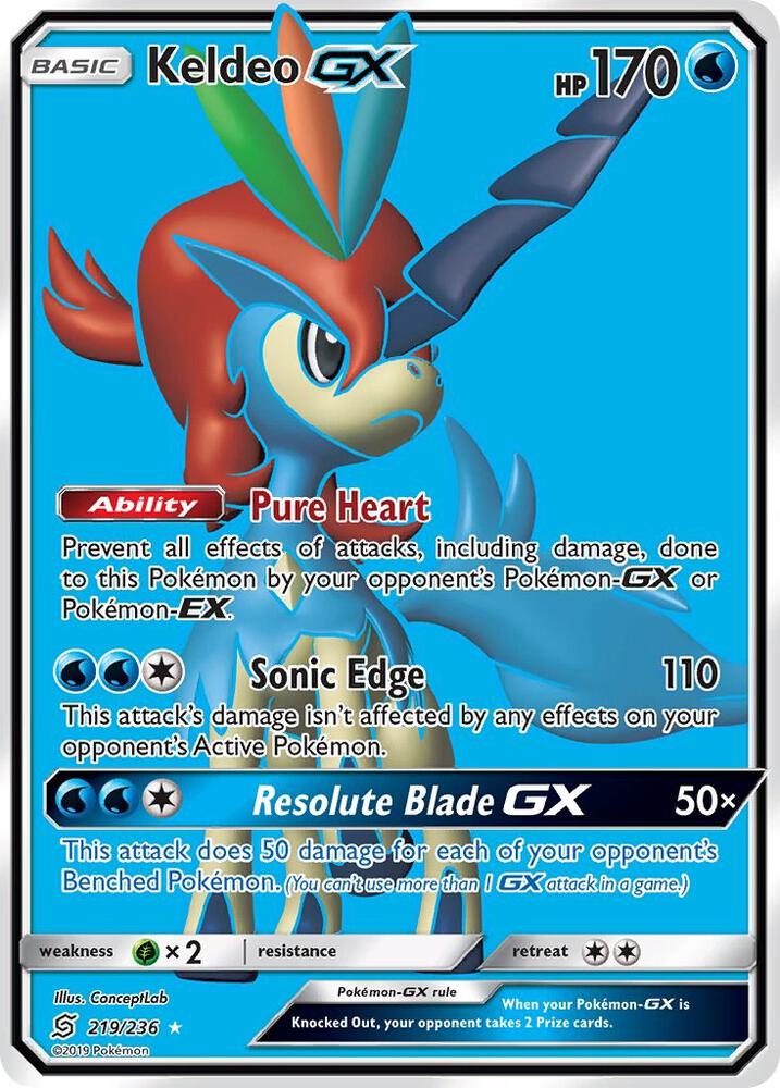 Keldeo GX 219/236 (SM - Unified Minds)  - Holofoil