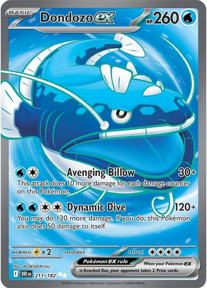 Dondozo ex 211/182 (SV10: Destined Rivals)  - Holofoil