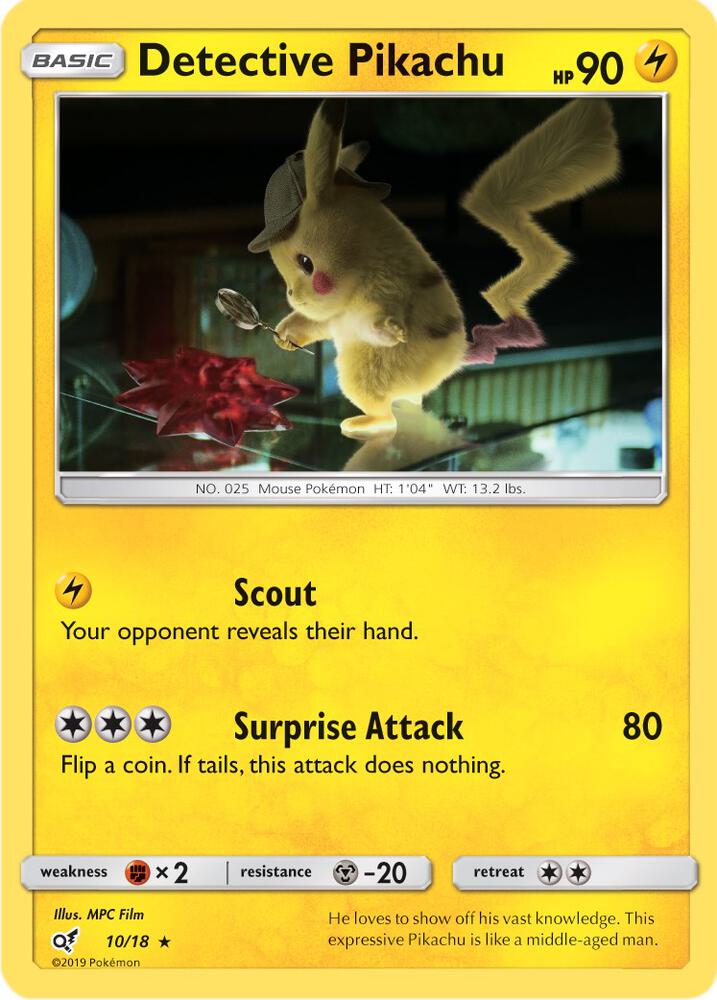 Detective Pikachu 10/18 (Detective Pikachu)  - Holofoil