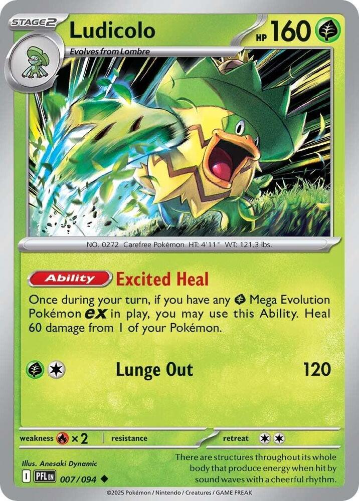 Ludicolo 007/094 (ME02: Phantasmal Flames)  - Reverse Holofoil