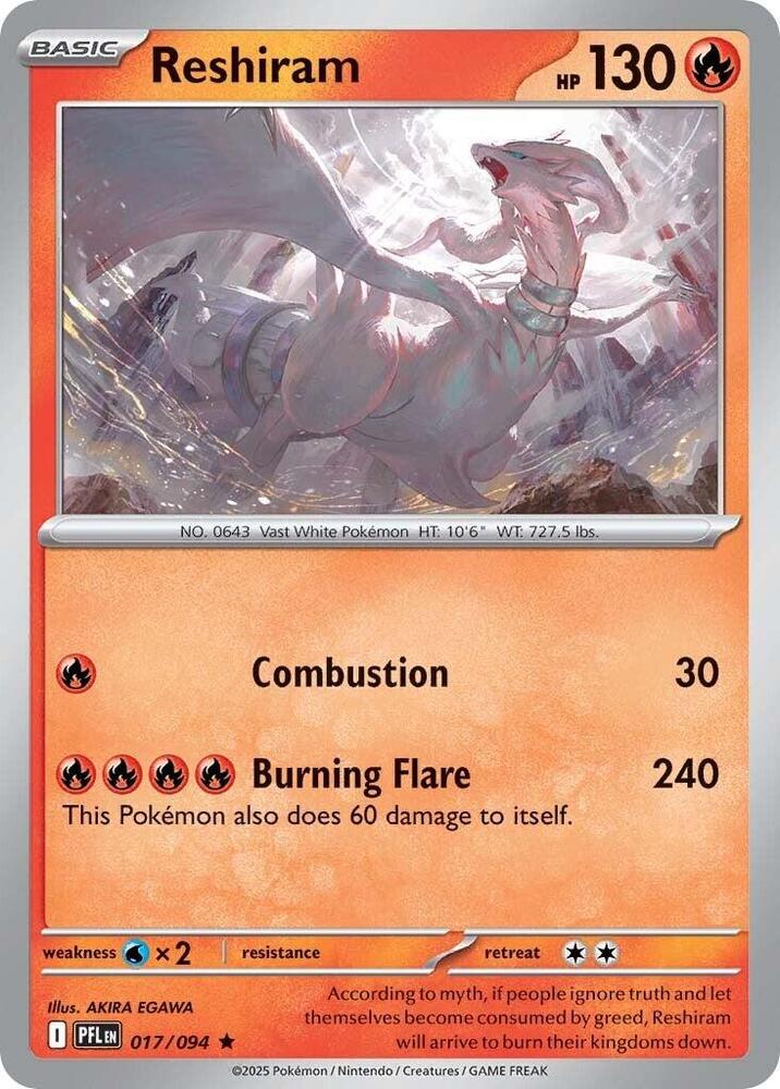 Reshiram 017/094 (ME02: Phantasmal Flames)  - Reverse Holofoil