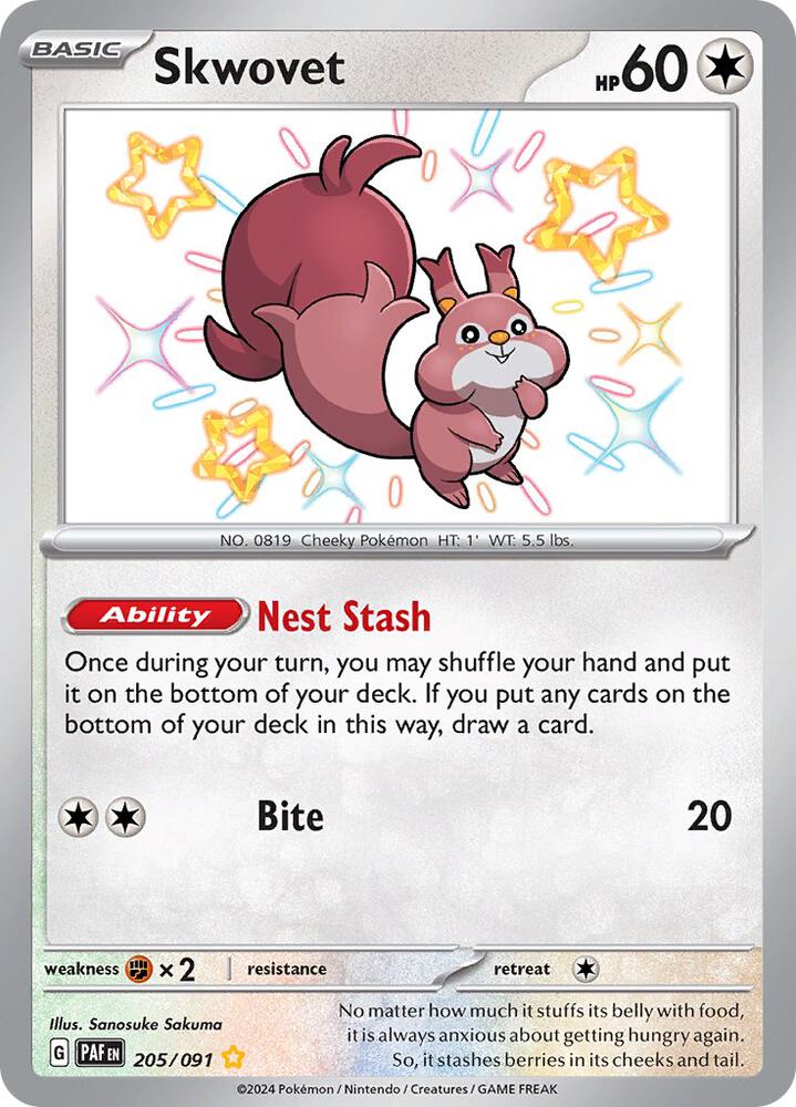 Skwovet 205/091 (SV: Paldean Fates)  - Holofoil