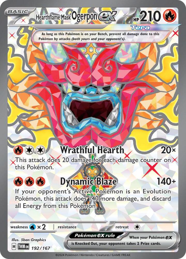 Hearthflame Mask Ogerpon ex 192/167 (SV06: Twilight Masquerade)  - Holofoil