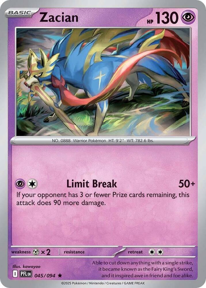 Zacian 045/094 (ME02: Phantasmal Flames)  - Reverse Holofoil