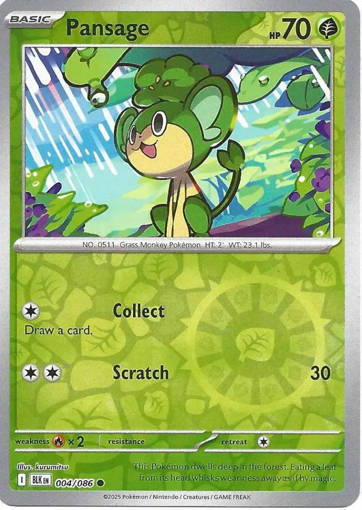 Pansage 004/086 (SV: Black Bolt)  - Reverse Holofoil