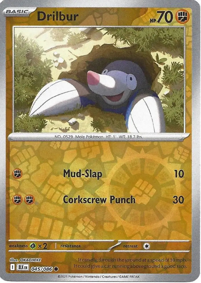 Drilbur 045/086 (SV: Black Bolt)  - Reverse Holofoil