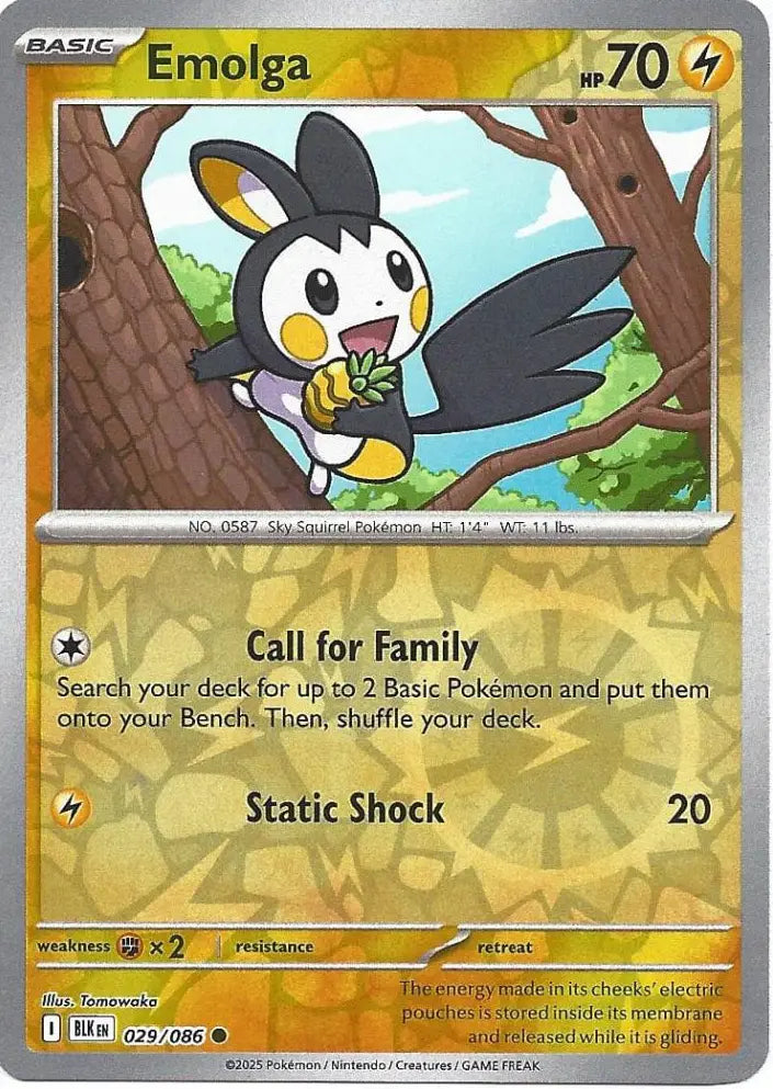 Emolga 029/086 (SV: Black Bolt)  - Reverse Holofoil