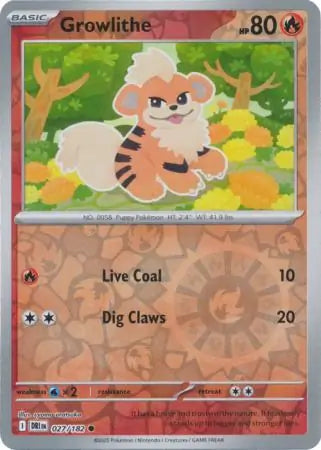 Growlithe 027/182 (SV10: Destined Rivals)  - Reverse Holofoil