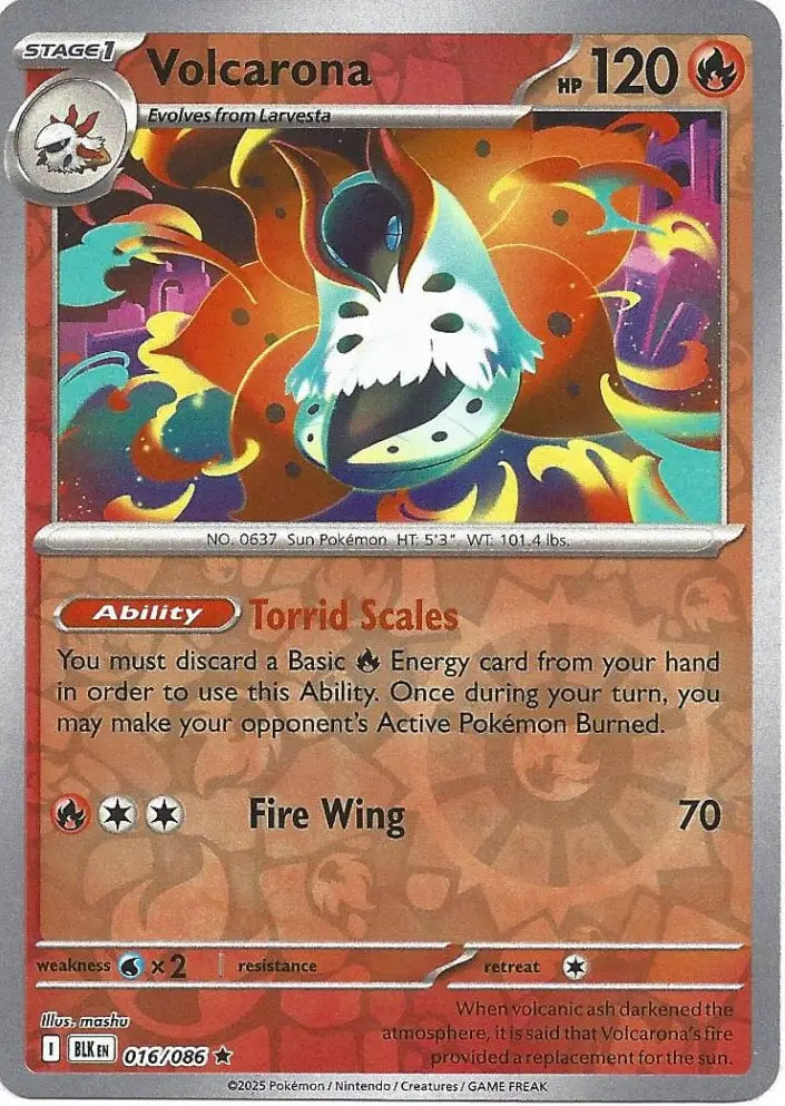 Volcarona 016/086 (SV: Black Bolt)  - Reverse Holofoil