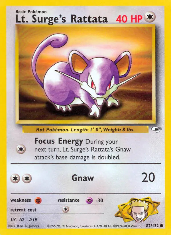 Lt. Surge's Rattata 082/132 (Gym Heroes)  - Unlimited