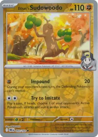 Ethan's Sudowoodo 093/182 (SV10: Destined Rivals)  - Reverse Holofoil