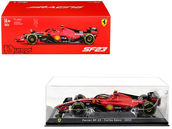 Bburago F1 with Helmet 1:24 2023 F-1 Ferrari SF-23 #55 Sainz in Showcase