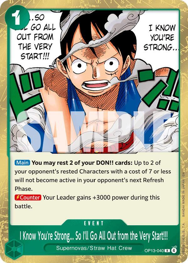 I Know Youre Strong...So I'll Go All Out from the Very Start!!! OP13-040 (Carrying On His Will)  - Foil