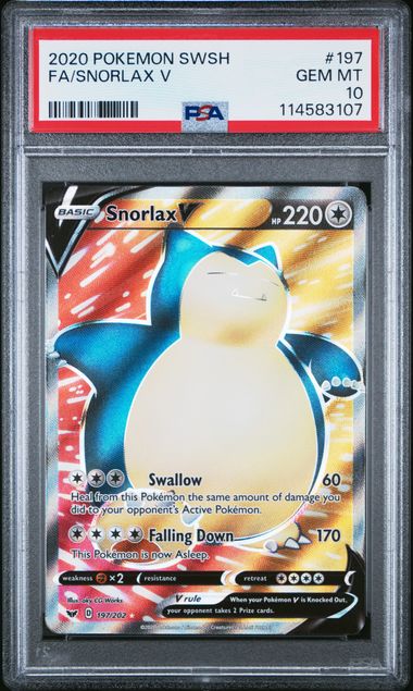 Snorlax V (Full Art) 197/202 PSA 10