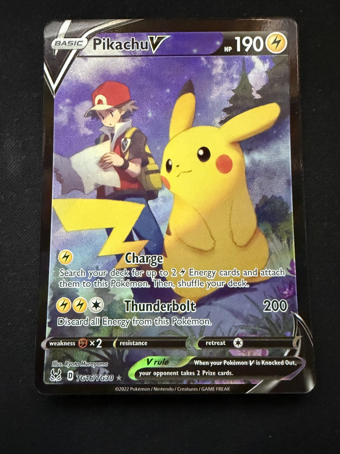 Pikachu V - TG16/TG30 - Ultra Rare - Lost Origins (Scratch On Back Of Card Top Left)
