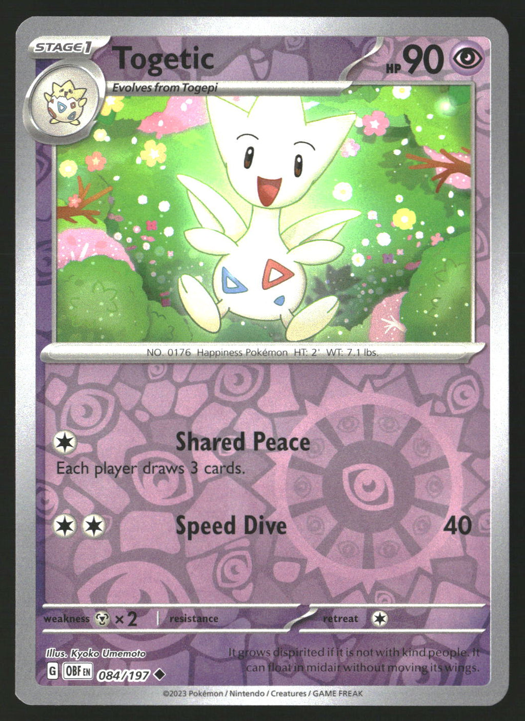Togetic #084/197 Uncommon,Reverse Holo SV03: Obsidian Flames