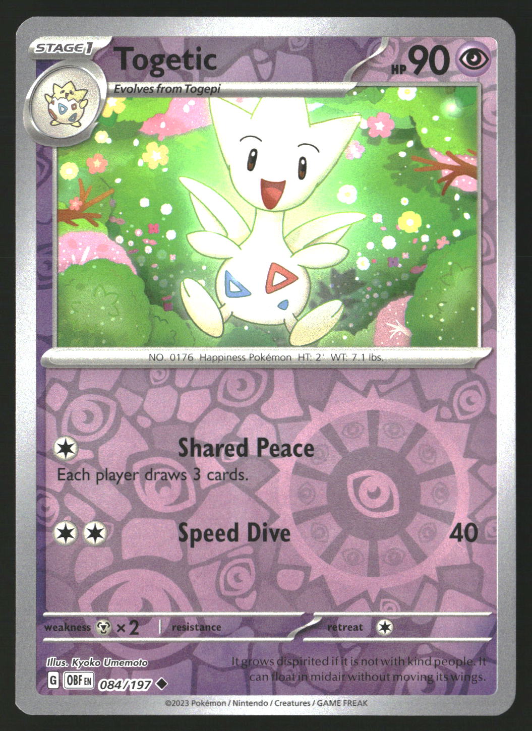 Togetic #084/197 Uncommon,Reverse Holo SV03: Obsidian Flames