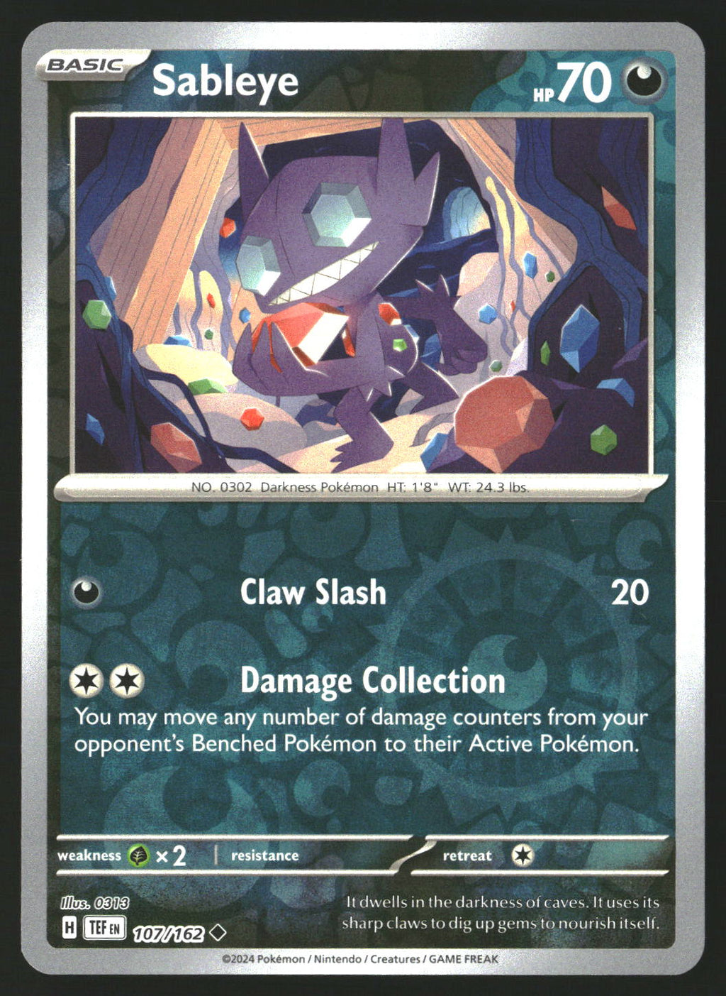 Sableye #107/162 Uncommon,Reverse Holo SV05: Temporal Forces
