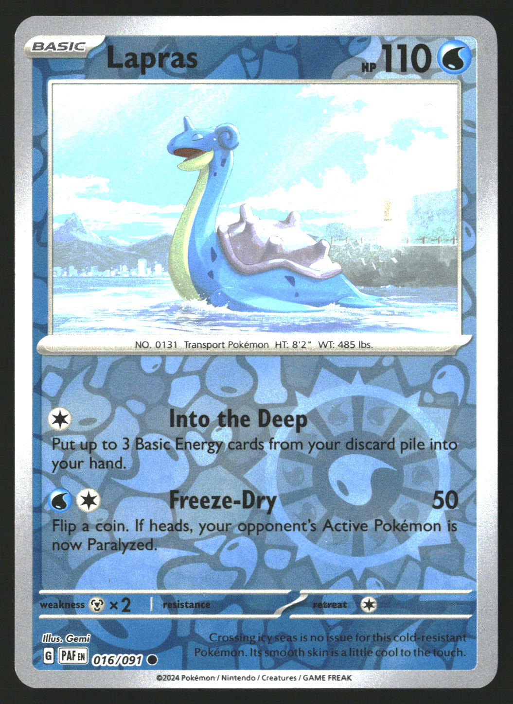 Lapras #016/091 Common,Reverse Holo SV: Paldean Fates