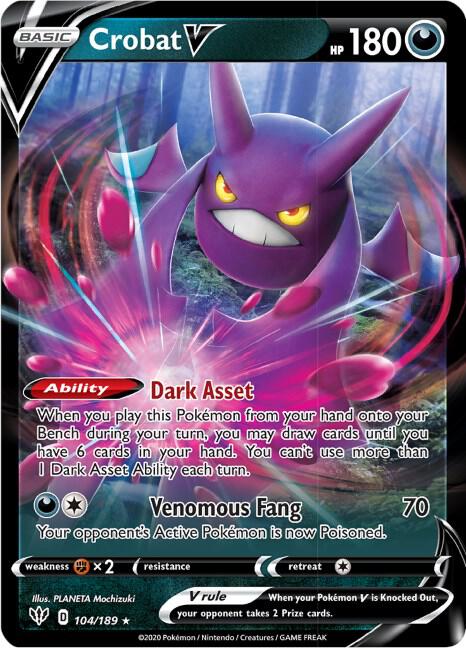 Crobat V 104/189 (SWSH03: Darkness Ablaze)  - Holofoil