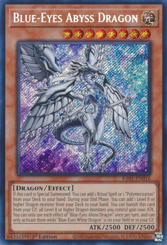Blue Eyes Abyss Dragon Secret Rare RA01-EN016 (25th Anniversary Rarity Collection)  - 1st Edition