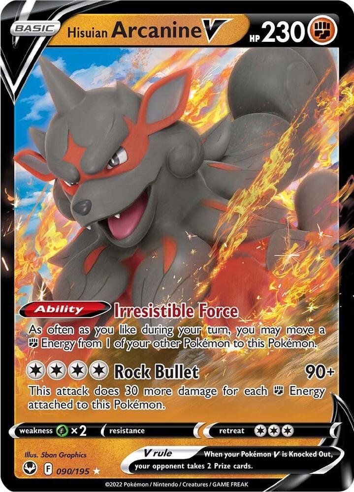Hisuian Arcanine V 090/195 (SWSH12: Silver Tempest)  - Holofoil