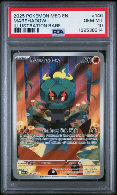 2025 POKEMON MEG EN-MEGA EVOLUTION #146 MARSHADOW ILLUSTRATION RARE PSA 10
