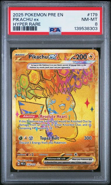 Pikachu EX - Hyper Rare - 179/131 PSA 8
