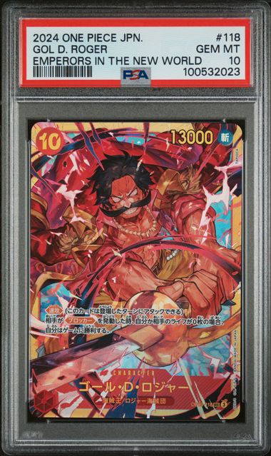 ONE PIECE JAPANESE OP09-EMPERORS IN THE NEW WORLD #118 GOL D. ROGER PSa 10