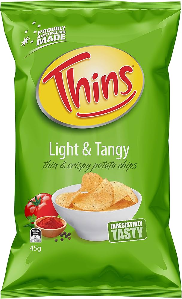 THINS POTATO CHIPS LIGHT & TANGY 45G