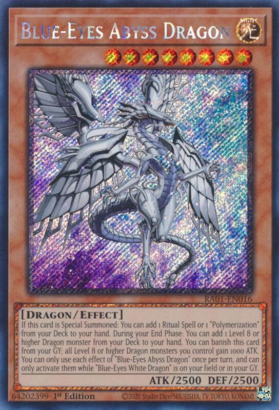 Blue Eyes Abyss Dragon Platinum Secret Rare RA01-EN016 (25th Anniversary Rarity Collection)  - 1st Edition