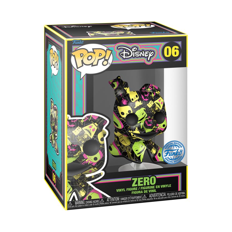 The Nightmare Before Christmas - Zero Black Light (Artist) US Exclusive Pop! Vinyl [RS] w/Protec