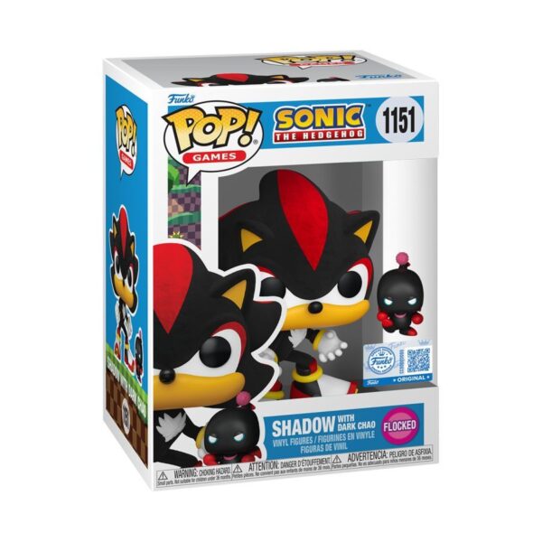 Sonic the Hedgehog – Shadow with Dark Chao US Exclusive Flocked Pop! Vinyl [RS]
