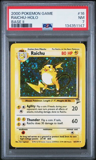 2000 POKEMON GAME BASE II #16 RAICHU-HOLO BASE II (B)