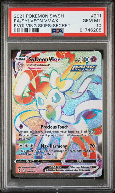 Sylveon VMAX - 211/203 - Hyper Rare - Sword & Shield: Evolving Skies PSA 10