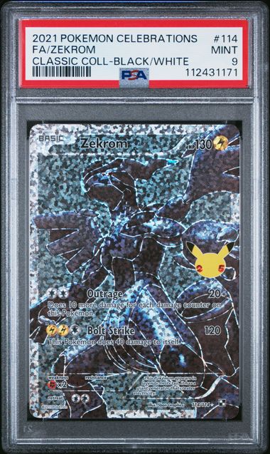 2021 POKEMON CELEBRATIONS CLASSIC COLLECTION #114 FA/ZEKROM CLASSIC COLL-BLACK/WHITE PSA 9