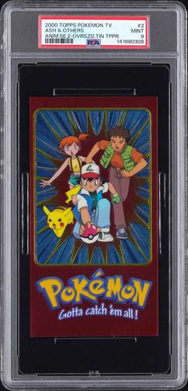 2000 TOPPS POKEMON TV ANIMATION SERIES 2 OVERSIZED TIN TOPPER #2 ASH & OTHERS ANIM.SE.2-OVRSZD.TIN TPPR. PSA 9