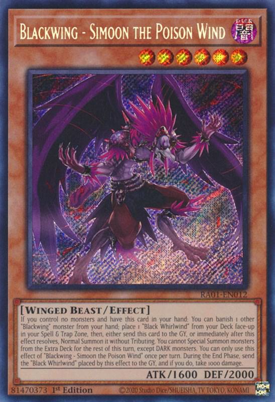 Blackwing Simoon the Poison Wind Secret Rare RA01-EN012 (25th Anniversary Rarity Collection)  - 1st Edition