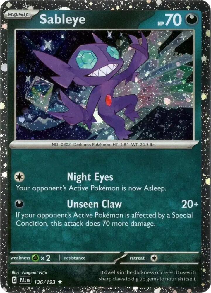Sableye 136/193 (Miscellaneous Cards & Products)  - Cosmo Holofoil