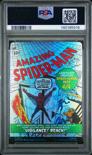 2025 MAGIC THE GATHERING MARVEL'S SPIDER-MAN #0232 PETER/AMAZING SM CLASSIC COMIC-FOIL PSA 9
