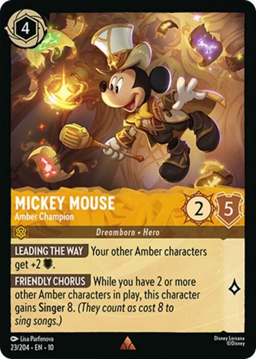 Mickey Mouse, Amber Champion 23/204 (Whispers in the Well)  - Cold Foil